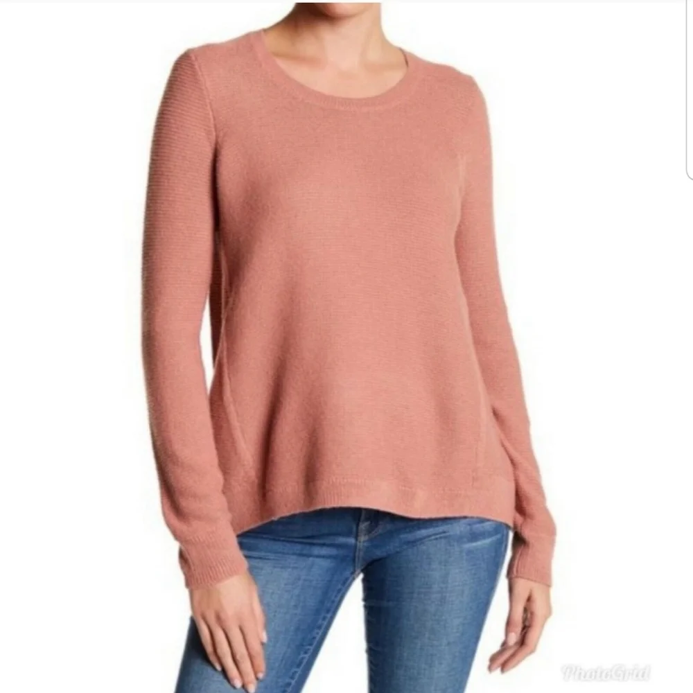 Madewell Sweater Riverside Texture Pink Supersoft Yarn Knit Elliptical Hem XS